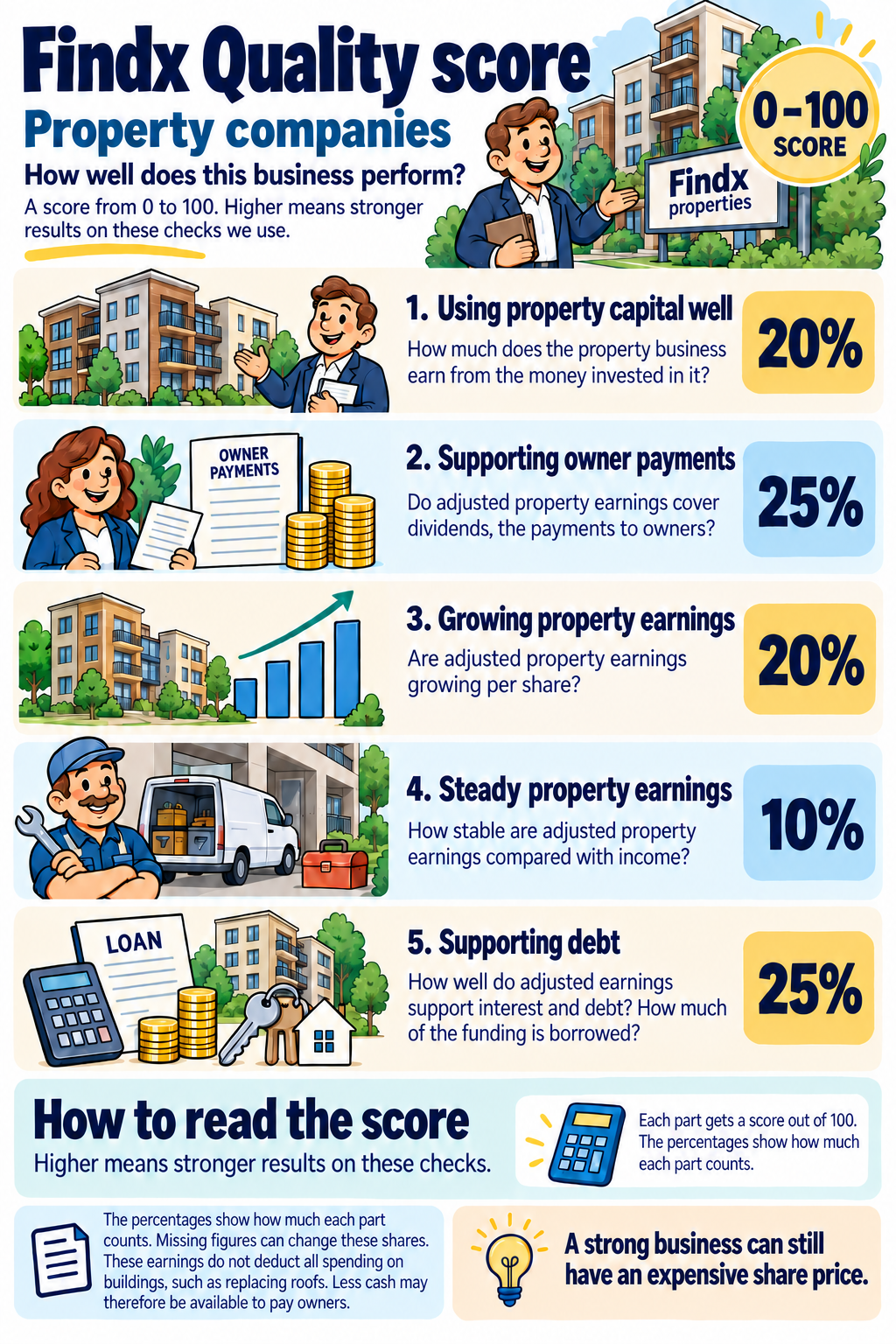 Quality for property companies: illustrated explanation; the same checks are explained below.
