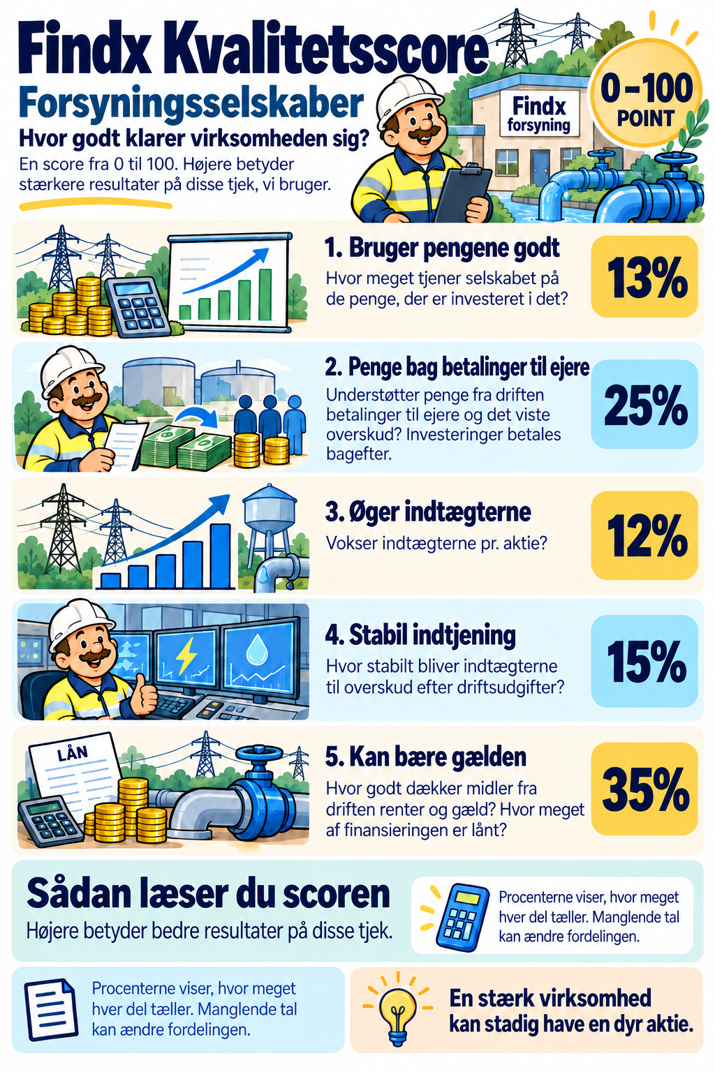 Kvalitet: forsyningsselskaber: forklaret med billeder. De samme tjek forklares nedenfor.